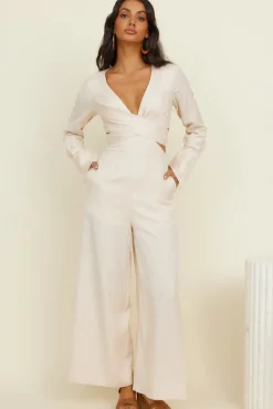 Rompers|Jumpsuits>Hello Molly Happy Moments Jumpsuit Beige