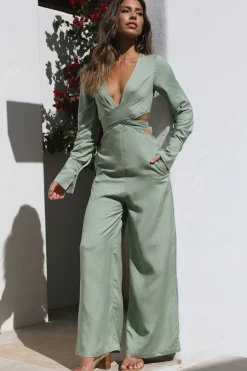 Rompers|Jumpsuits>Hello Molly Happy Moments Jumpsuit Sage