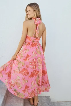 Wedding Guest Dresses|Cocktail Dresses>Hello Molly Harriette Halter Maxi Dress Pink