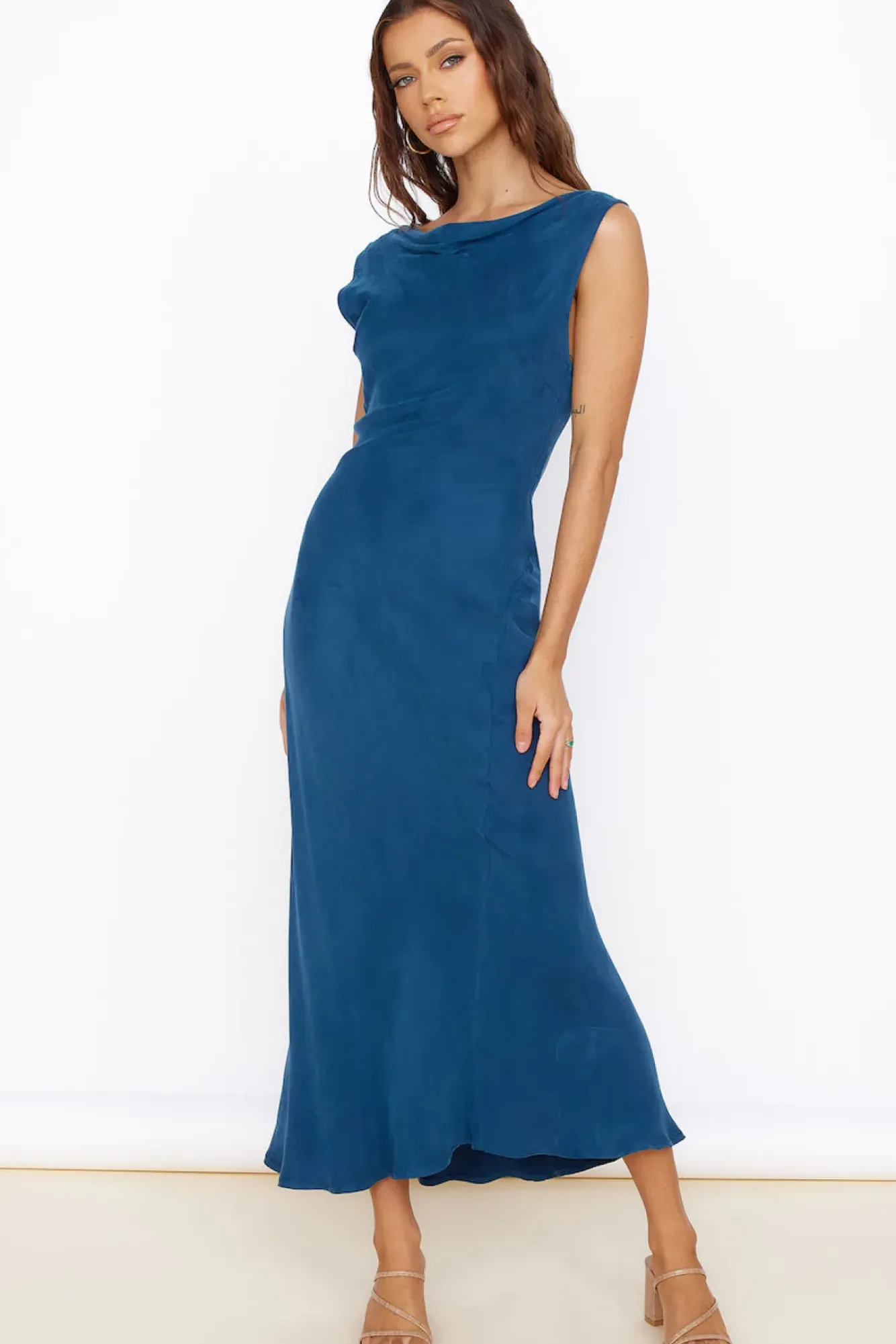 Formal Dresses|Cocktail Dresses>Hello Molly Have Me Daydreaming Maxi Dress Blue