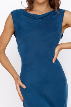 Formal Dresses|Cocktail Dresses>Hello Molly Have Me Daydreaming Maxi Dress Blue