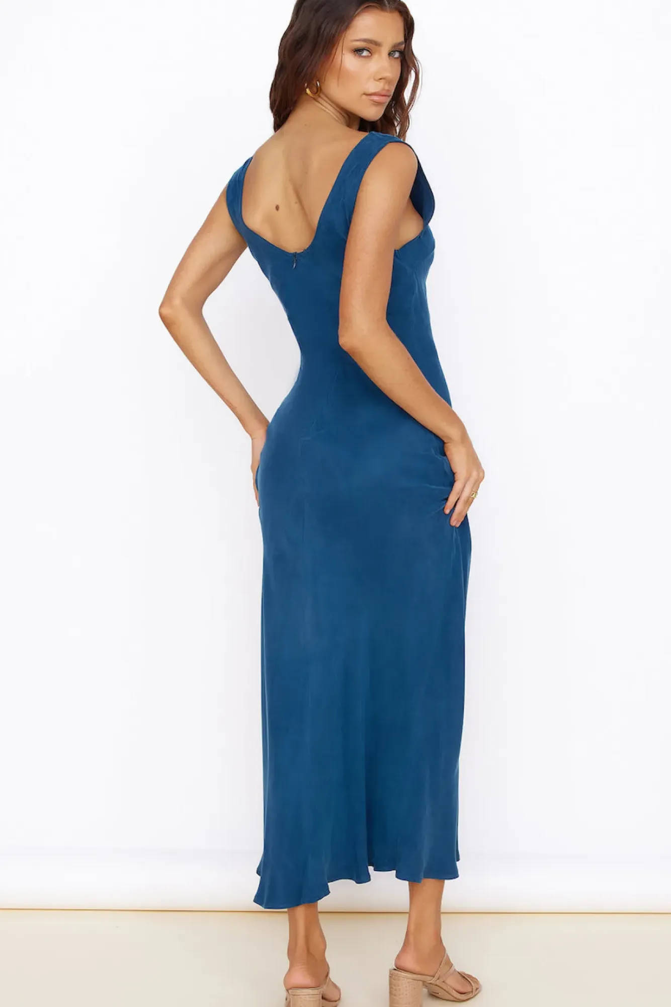 Formal Dresses|Cocktail Dresses>Hello Molly Have Me Daydreaming Maxi Dress Blue