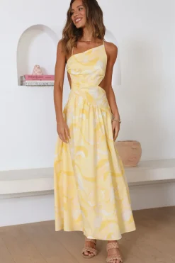 Cocktail Dresses|Vacation Dresses>Hello Molly Haze Glow Maxi Dress Yellow