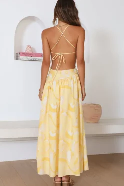 Cocktail Dresses|Vacation Dresses>Hello Molly Haze Glow Maxi Dress Yellow