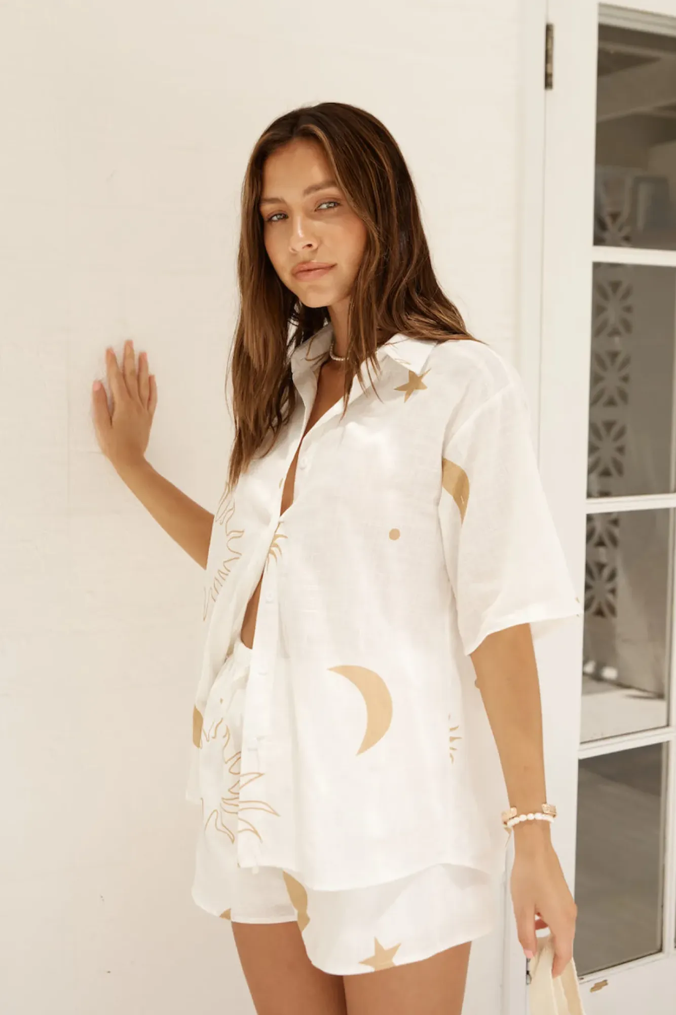 Two-Piece Shorts Set>Hello Molly Hazy Daydream Set Beige