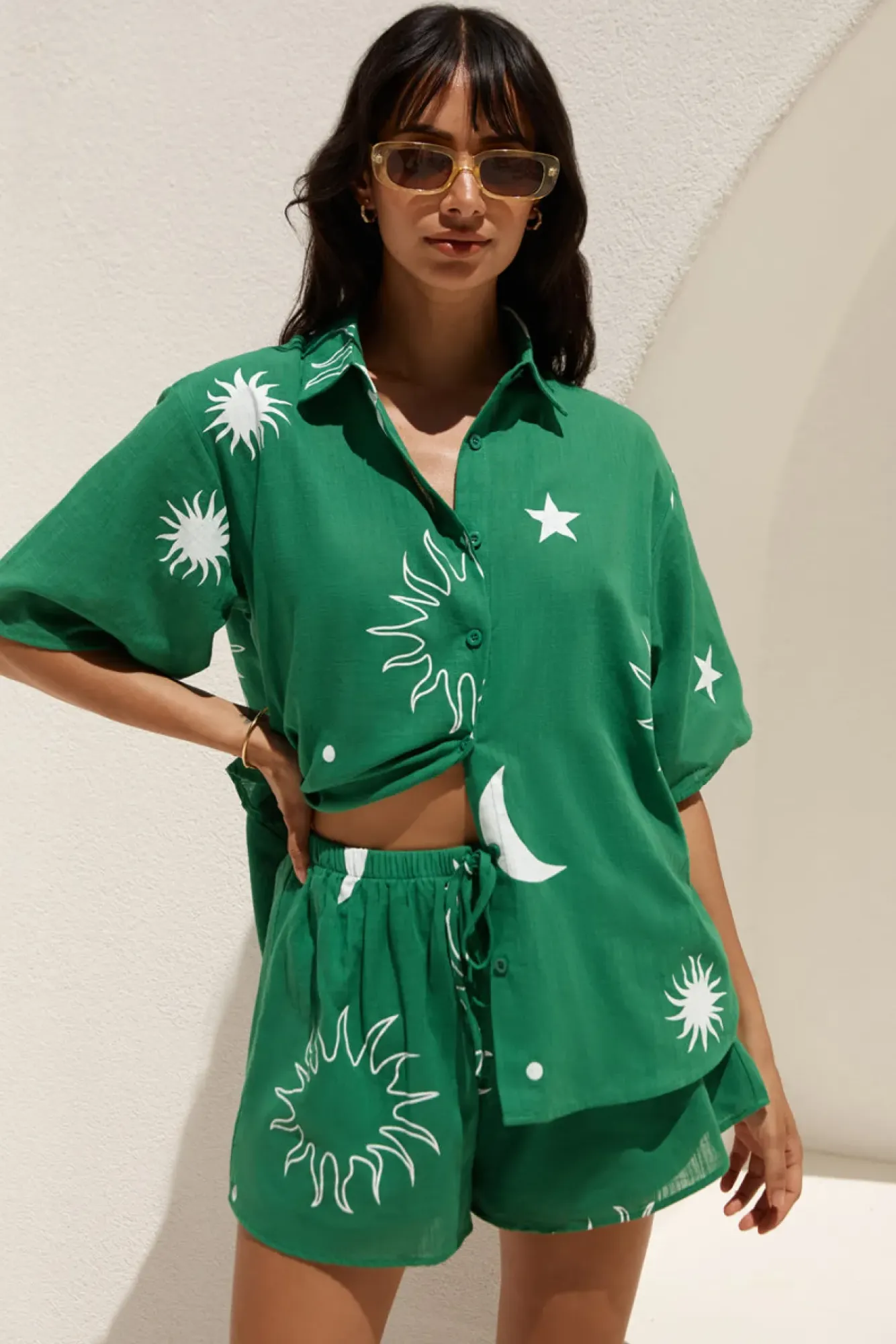 Two-Piece Shorts Set>Hello Molly Hazy Daydream Set Green