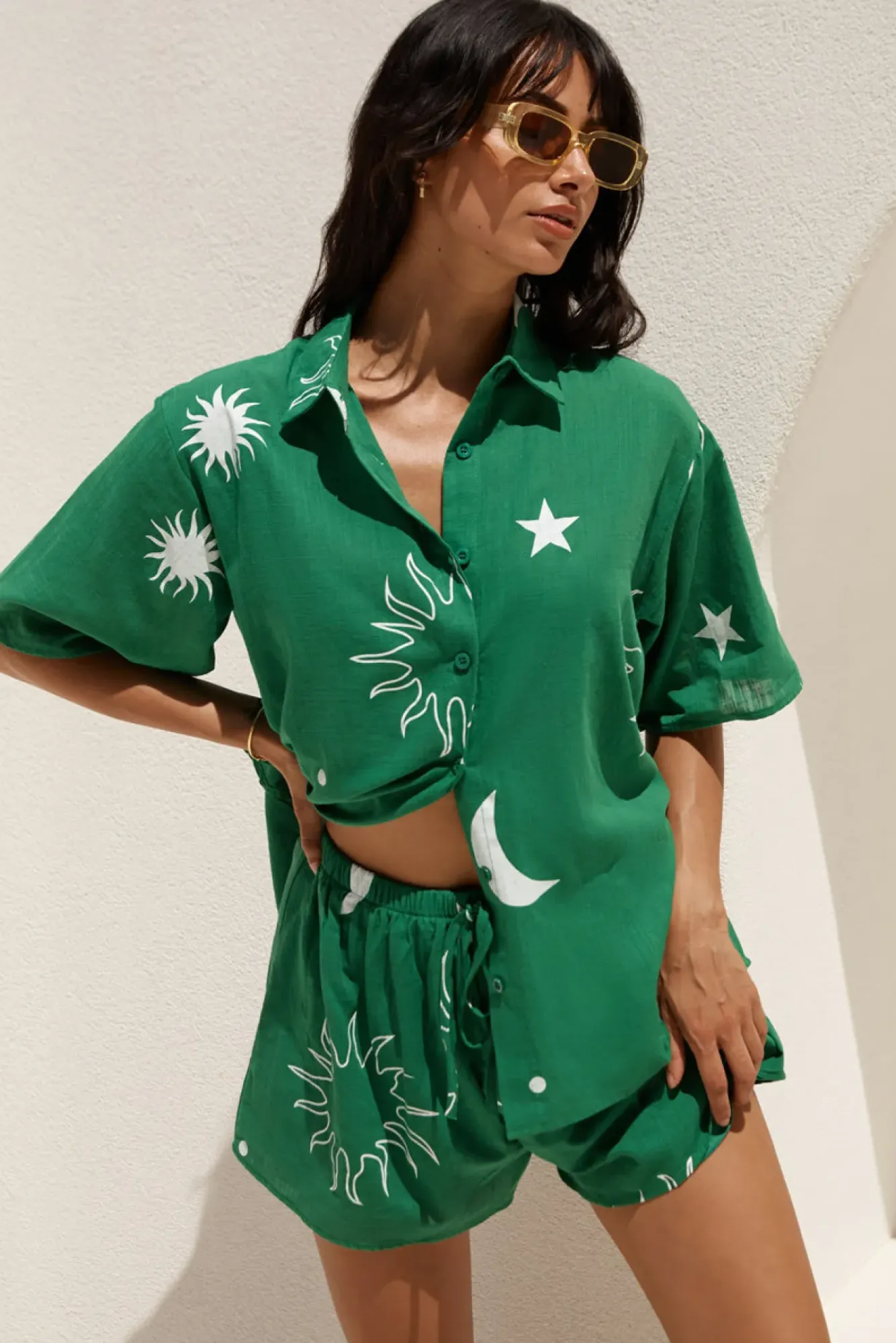 Two-Piece Shorts Set>Hello Molly Hazy Daydream Set Green