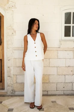 Pants|Two-Piece Pants Set>Hello Molly Heading South Pants White
