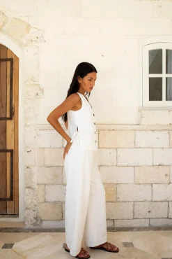 Pants|Two-Piece Pants Set>Hello Molly Heading South Pants White