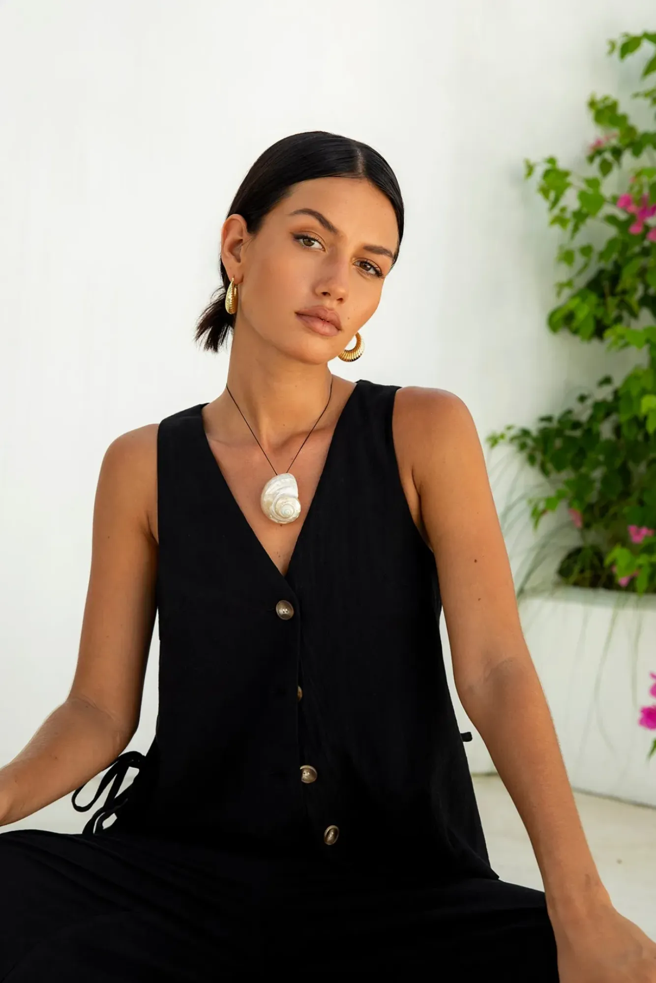 Fashion Tops And Vests|Cropped>Hello Molly Heading South Vest Top Black