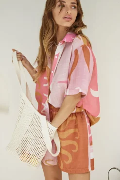 Two-Piece Shorts Set>Hello Molly Heating Up Set Pink