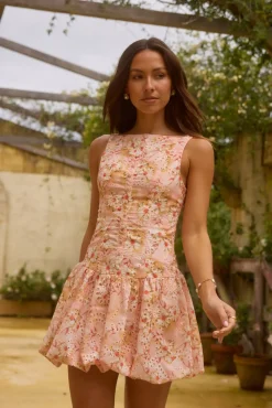 Wedding Guest Dresses|Vacation Dresses>Hello Molly Heavenly Drift Floral Mini Dress Pink