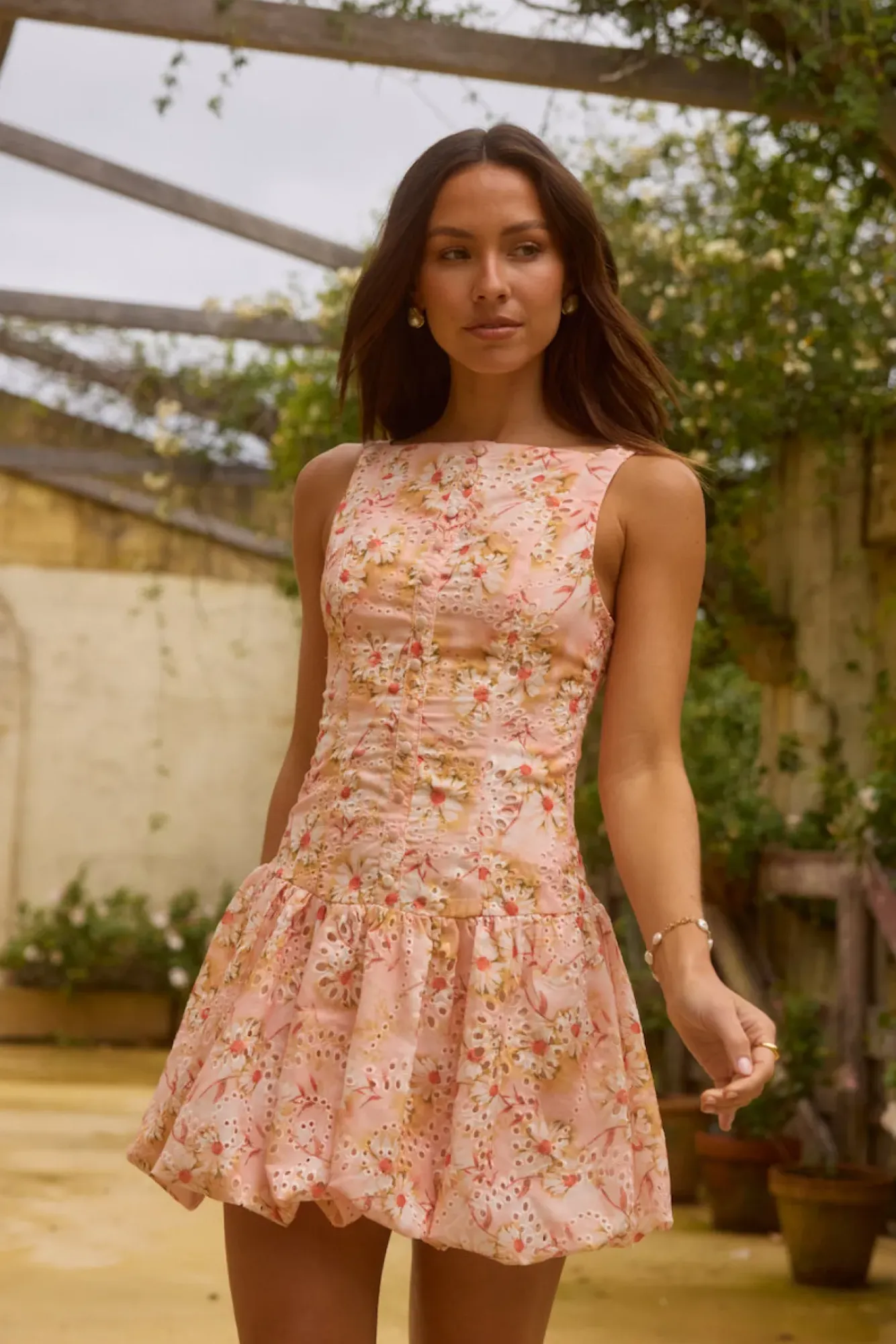 Wedding Guest Dresses|Vacation Dresses>Hello Molly Heavenly Drift Floral Mini Dress Pink