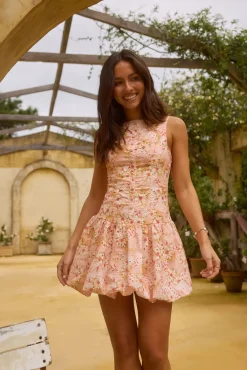 Wedding Guest Dresses|Vacation Dresses>Hello Molly Heavenly Drift Floral Mini Dress Pink