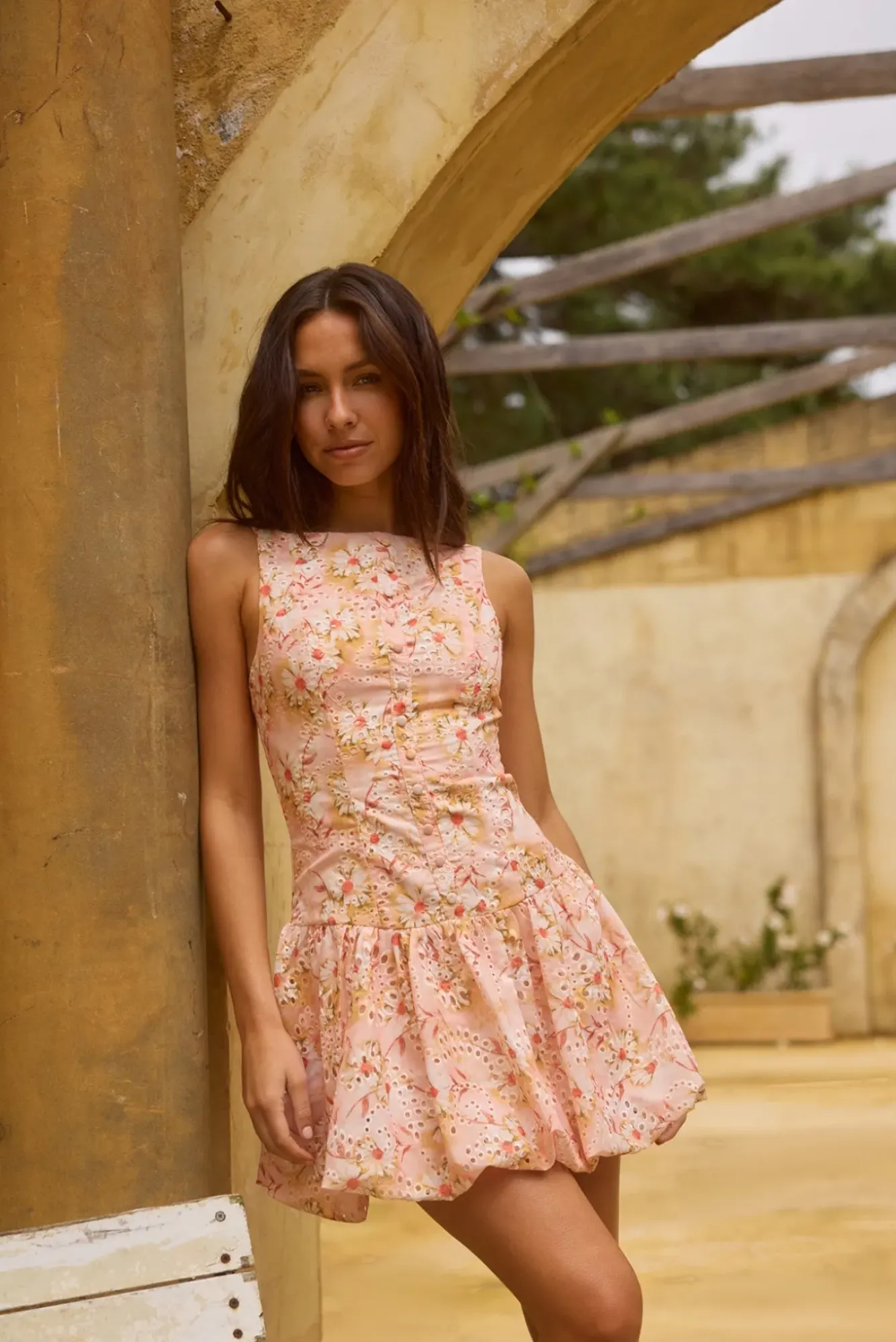 Wedding Guest Dresses|Vacation Dresses>Hello Molly Heavenly Drift Floral Mini Dress Pink