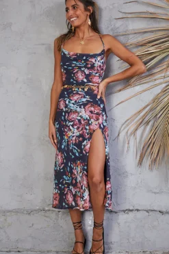Cocktail Dresses|Spring Break Dresses>Hello Molly Height Of Glory Midi Dress Navy