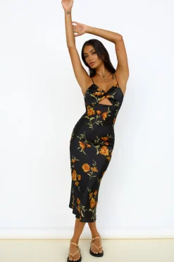 Cocktail Dresses|Date Night Dresses>Hello Molly Fool Me Once Midi Dress Black