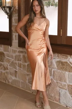 Wedding Guest Dresses|Formal Dresses>Hello Molly Keep It On Repeat Midi Dress Peach
