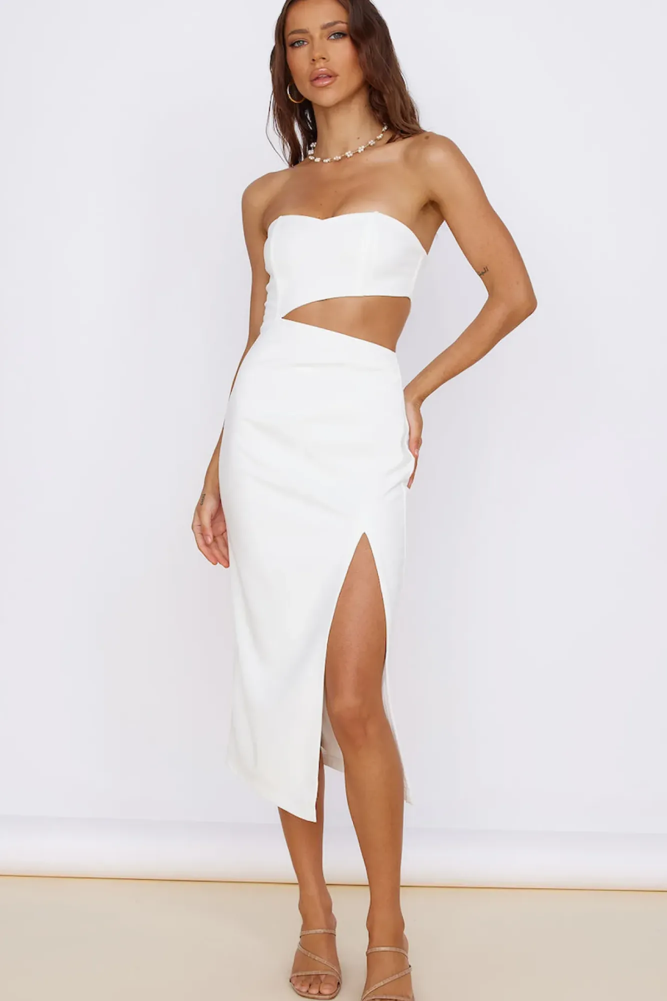 Date Night Dresses|Summer Dresses>Hello Molly Love At First Sight Midi Dress White