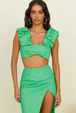 Cropped>Hello Molly Pixie Fun Crop Top Green