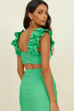 Cropped>Hello Molly Pixie Fun Crop Top Green