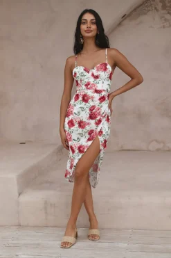 Cocktail Dresses|White Dresses>Hello Molly Pretty Petal Girl Midi Dress Red