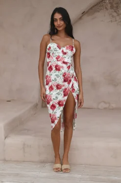 Cocktail Dresses|White Dresses>Hello Molly Pretty Petal Girl Midi Dress Red