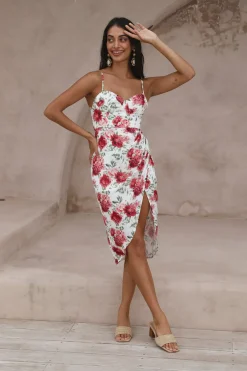 Cocktail Dresses|White Dresses>Hello Molly Pretty Petal Girl Midi Dress Red