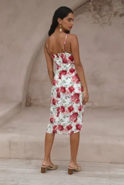 Cocktail Dresses|White Dresses>Hello Molly Pretty Petal Girl Midi Dress Red