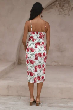 Cocktail Dresses|White Dresses>Hello Molly Pretty Petal Girl Midi Dress Red