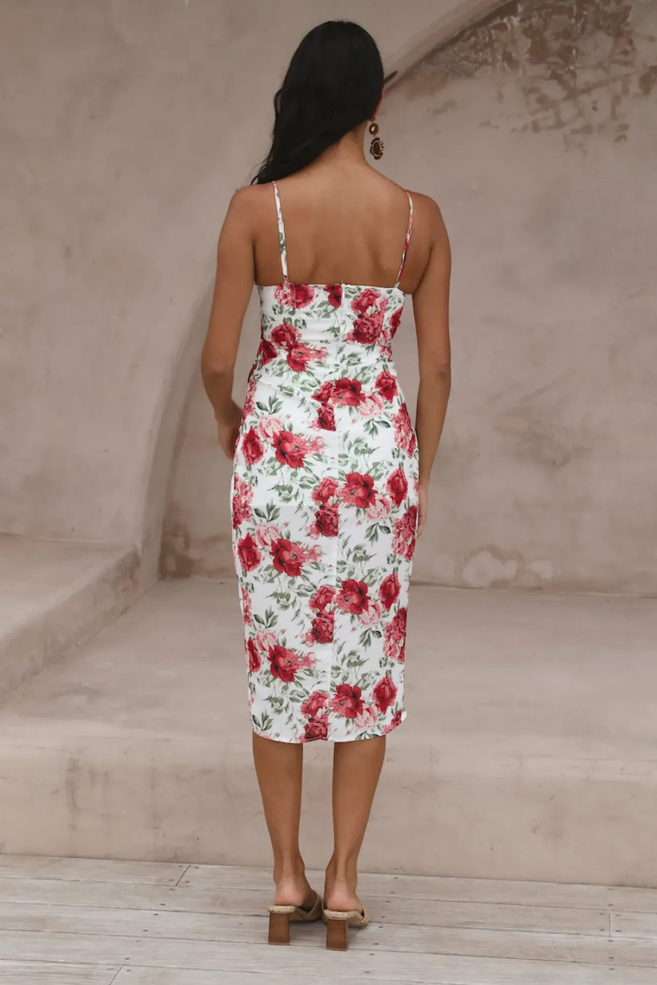 Cocktail Dresses|White Dresses>Hello Molly Pretty Petal Girl Midi Dress Red
