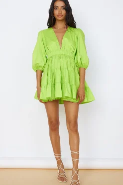 Vacation Dresses|Brunch Dresses>Hello Molly Sweetest Treat Mini Dress Lime