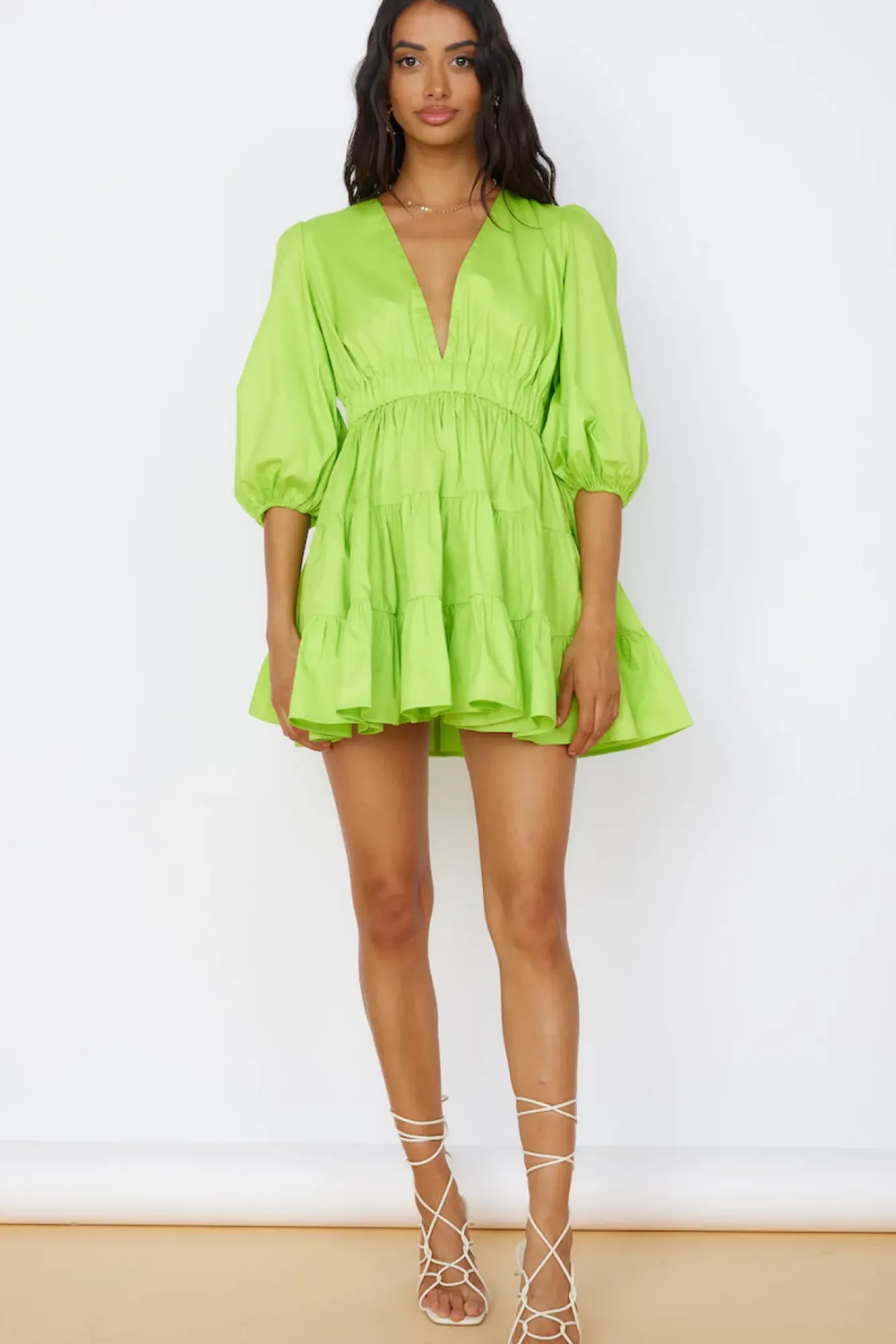 Vacation Dresses|Brunch Dresses>Hello Molly Sweetest Treat Mini Dress Lime