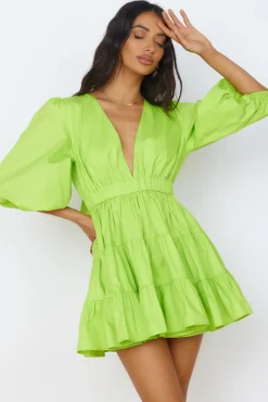 Vacation Dresses|Brunch Dresses>Hello Molly Sweetest Treat Mini Dress Lime