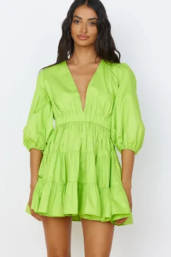 Vacation Dresses|Brunch Dresses>Hello Molly Sweetest Treat Mini Dress Lime