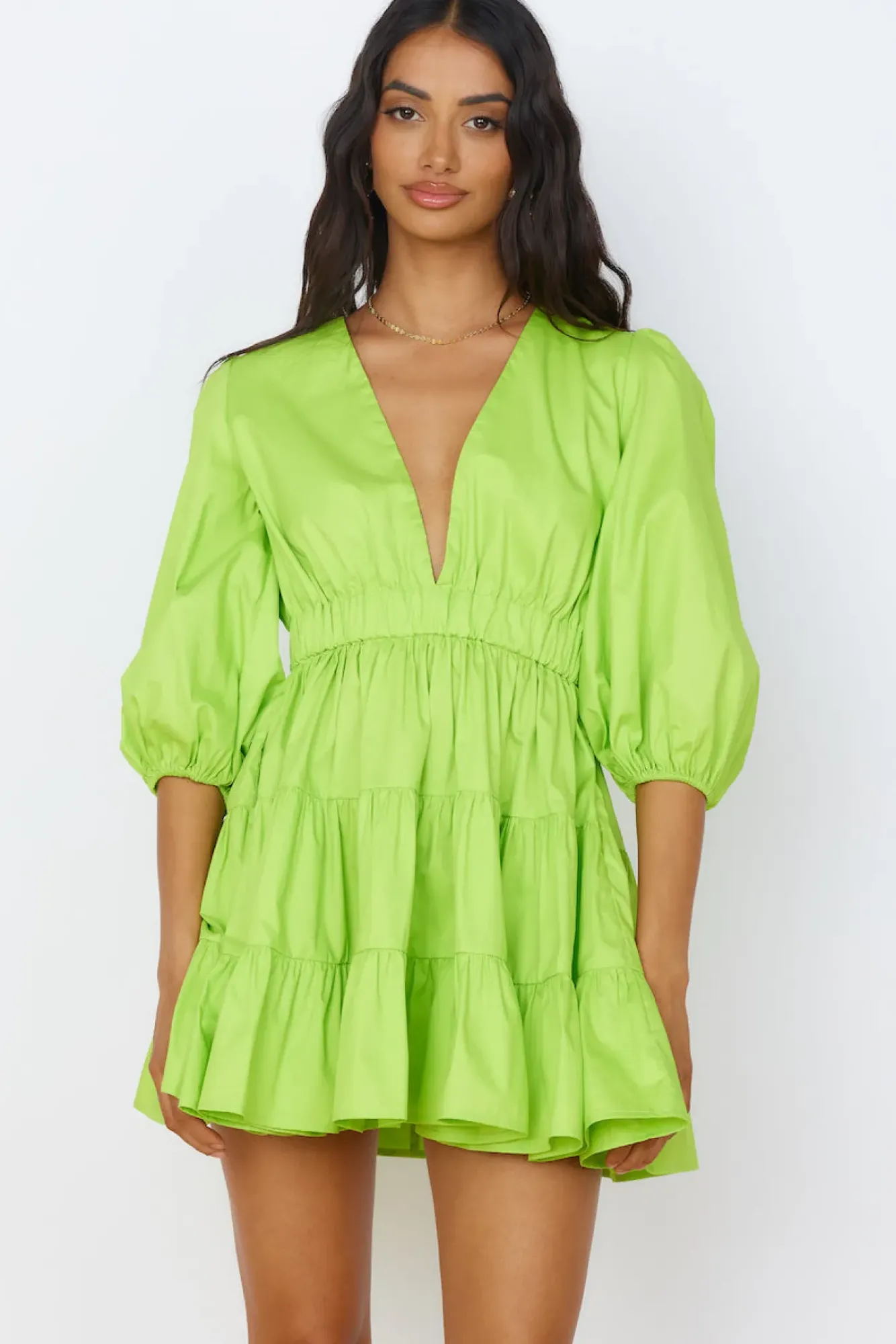Vacation Dresses|Brunch Dresses>Hello Molly Sweetest Treat Mini Dress Lime