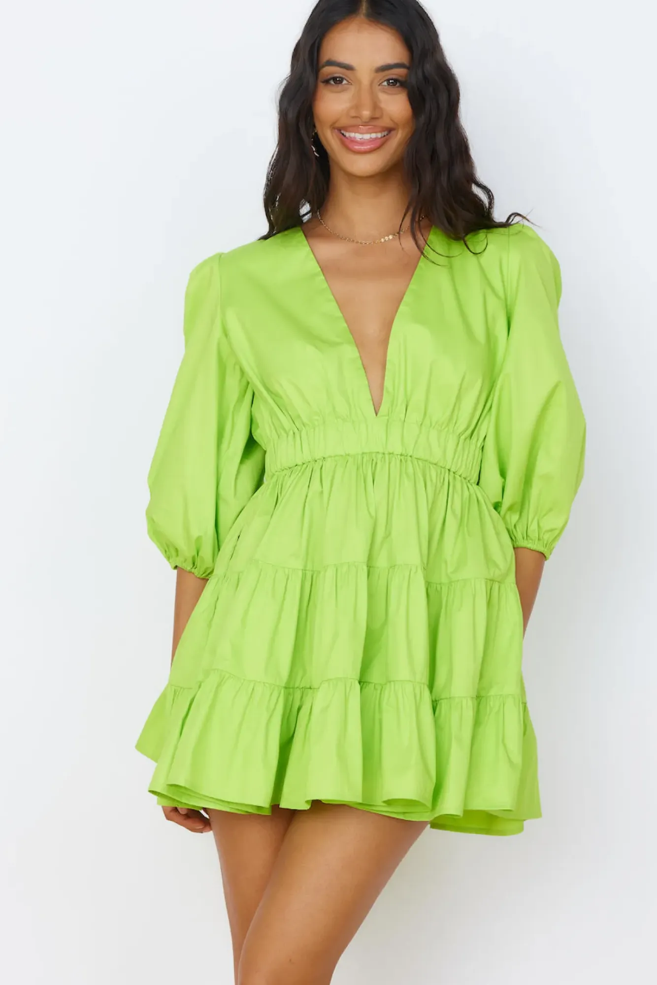 Vacation Dresses|Brunch Dresses>Hello Molly Sweetest Treat Mini Dress Lime
