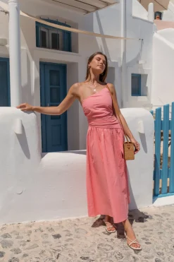 Spring Break Dresses|Brunch Dresses>Hello Molly Walks By The Sunrise Maxi Dress Coral