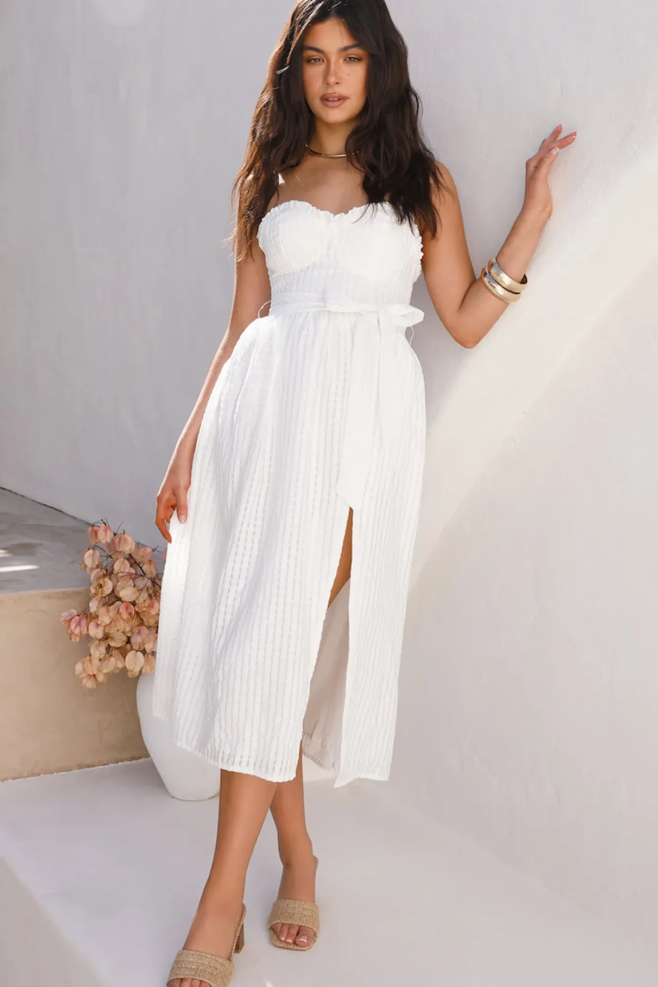 Cocktail Dresses|Flowy Dresses>Hello Molly Winery Tour Midi Dress White