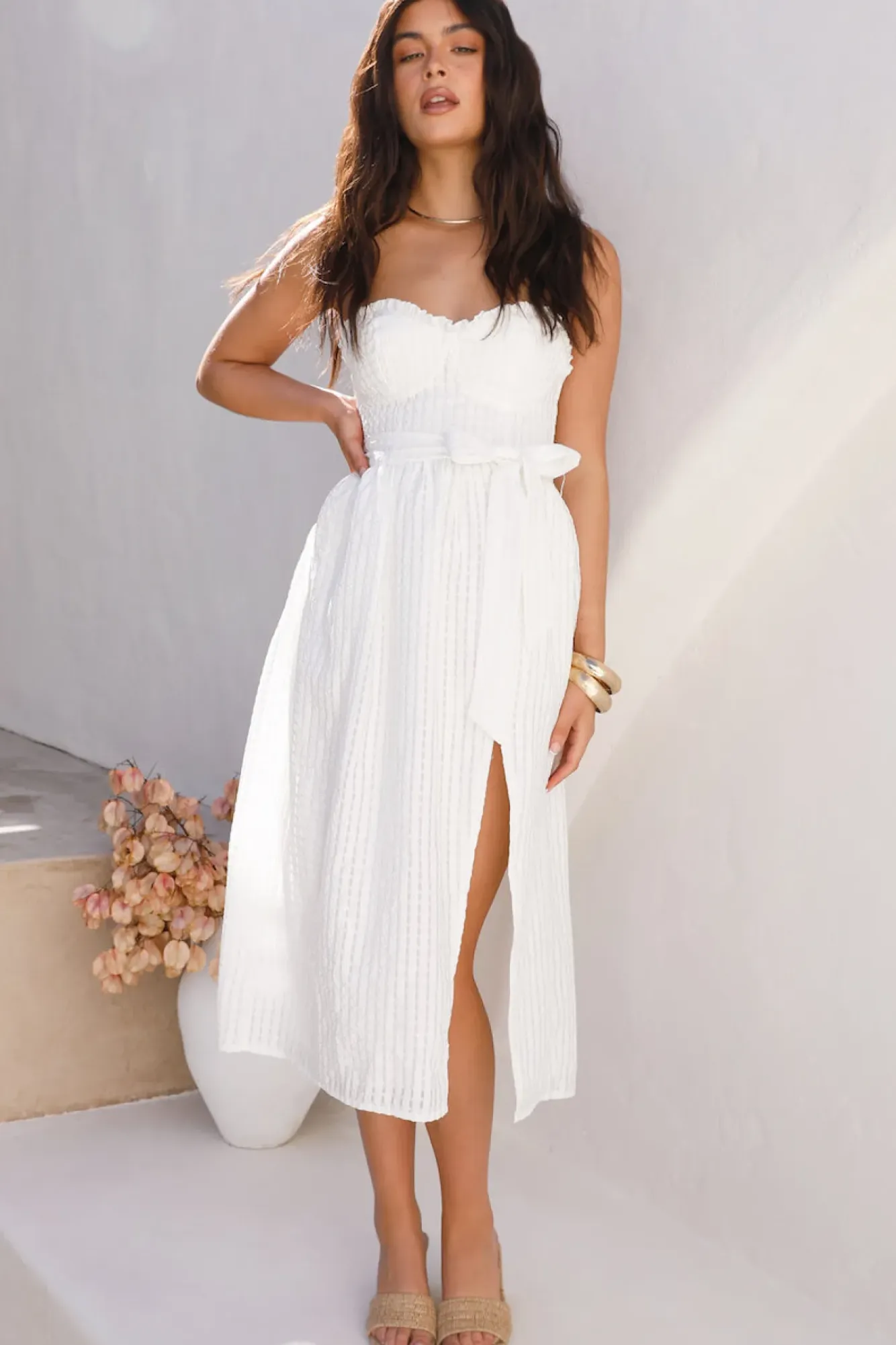 Cocktail Dresses|Flowy Dresses>Hello Molly Winery Tour Midi Dress White