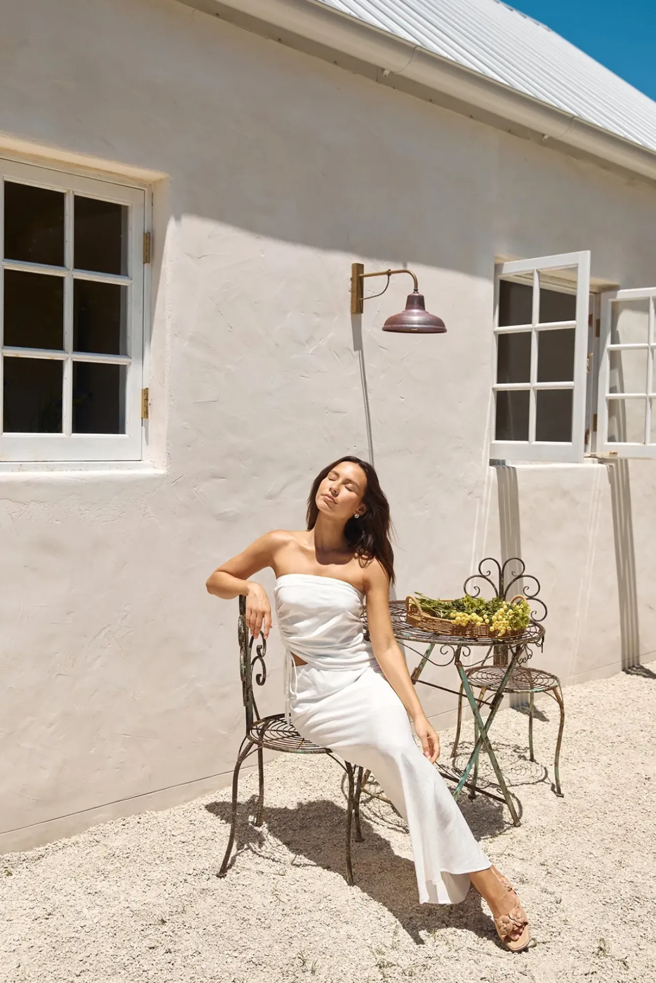 Skirts|Skirt And Top Sets>Hello Molly Hidden Oasis Linen Maxi Skirt White