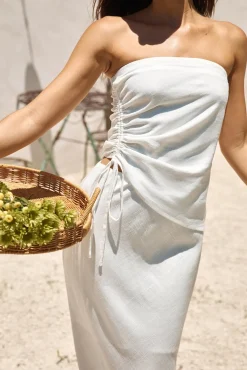 Skirts|Skirt And Top Sets>Hello Molly Hidden Oasis Linen Maxi Skirt White