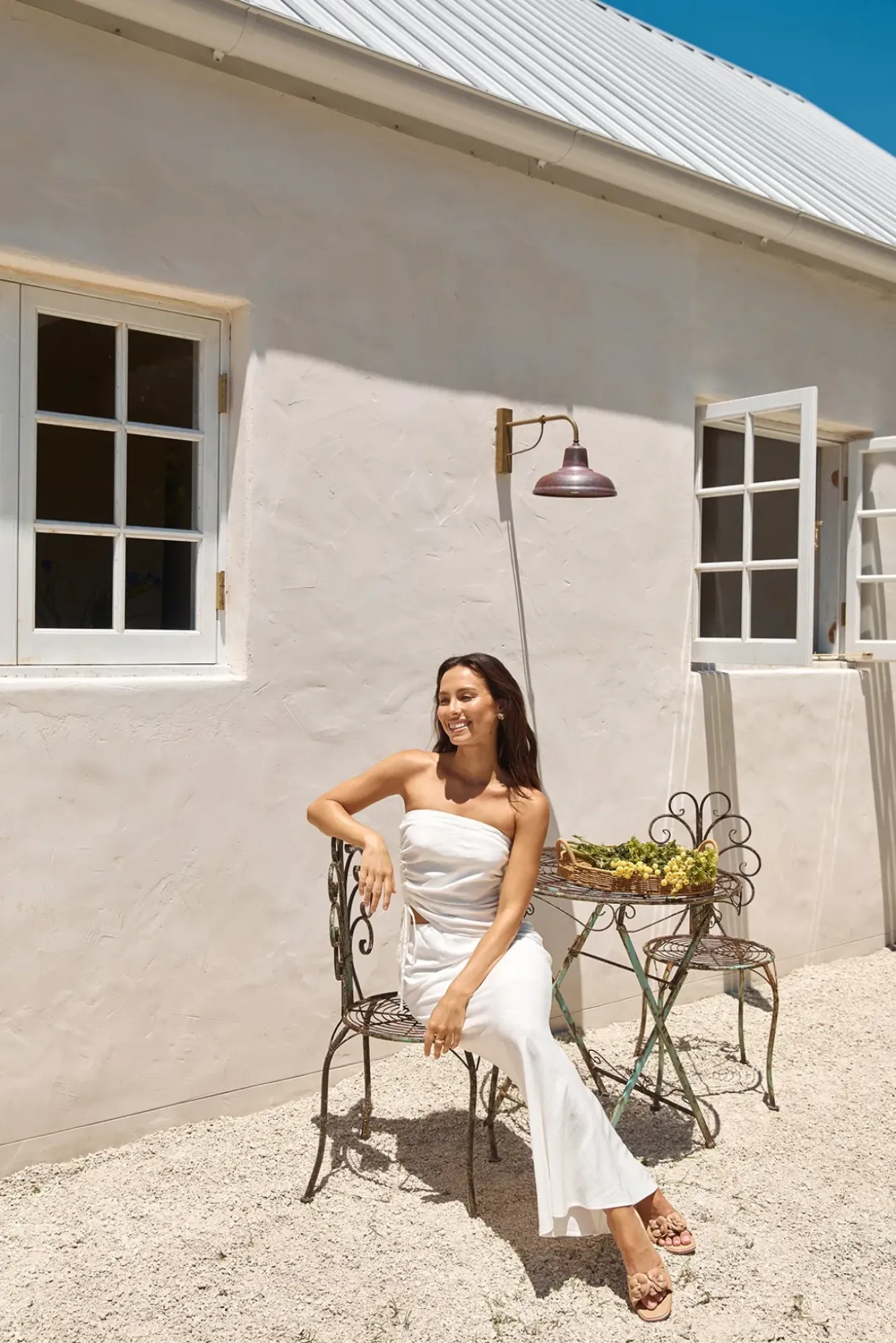 Skirts|Skirt And Top Sets>Hello Molly Hidden Oasis Linen Maxi Skirt White