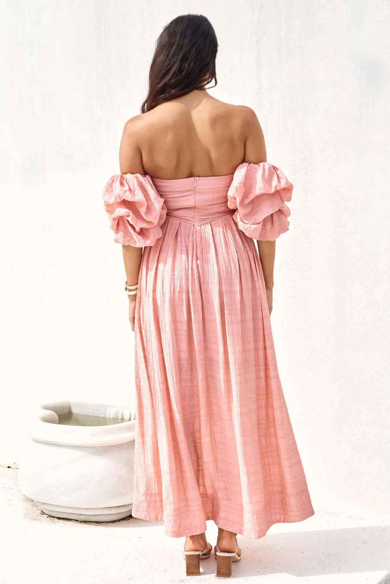 Wedding Guest Dresses|Formal Dresses>Hello Molly High Tea Off Shoulder Maxi Dress Pink