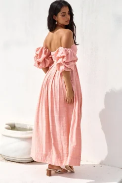 Wedding Guest Dresses|Formal Dresses>Hello Molly High Tea Off Shoulder Maxi Dress Pink