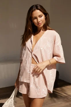 Two-Piece Shorts Set>Hello Molly Holiday Memories Set Blush