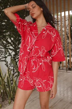 Two-Piece Shorts Set>Hello Molly Holiday Mood Set Red