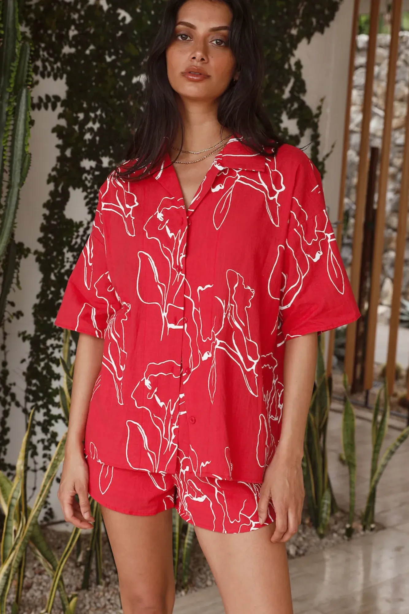 Two-Piece Shorts Set>Hello Molly Holiday Mood Set Red