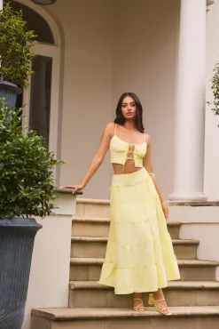 Skirt And Top Sets>Hello Molly Honeydew Haze Set Yellow