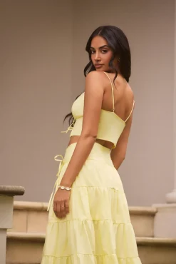 Skirt And Top Sets>Hello Molly Honeydew Haze Set Yellow